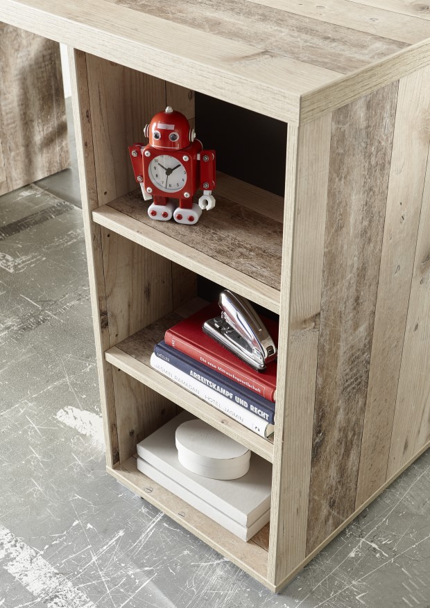 Bureau Moleskin 130cm avec 1 porte & 1 tiroir - anthracite/ancien style - Image 2