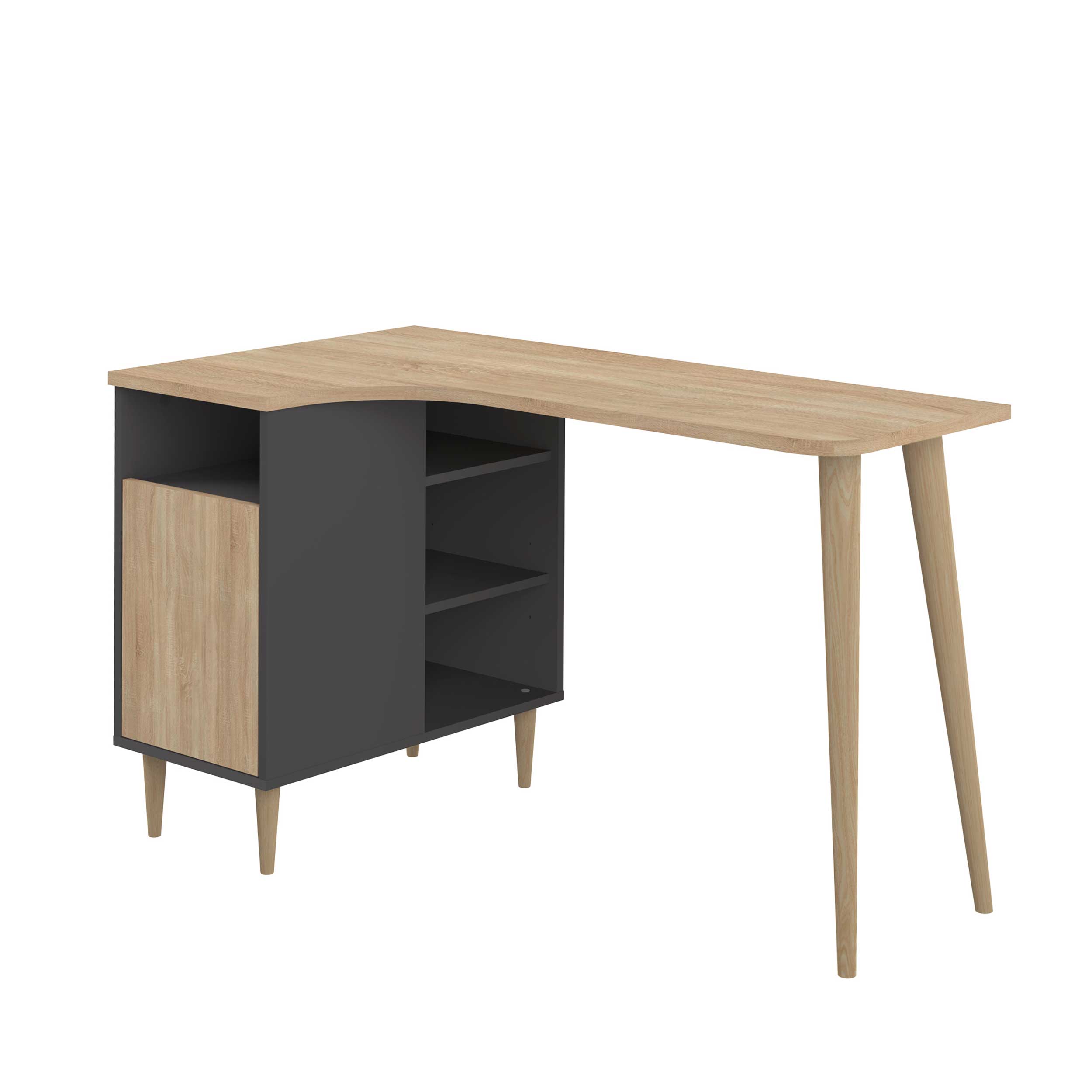 Bureau Nosk 120cm avec 1 porte - noir/chêne - Image 12