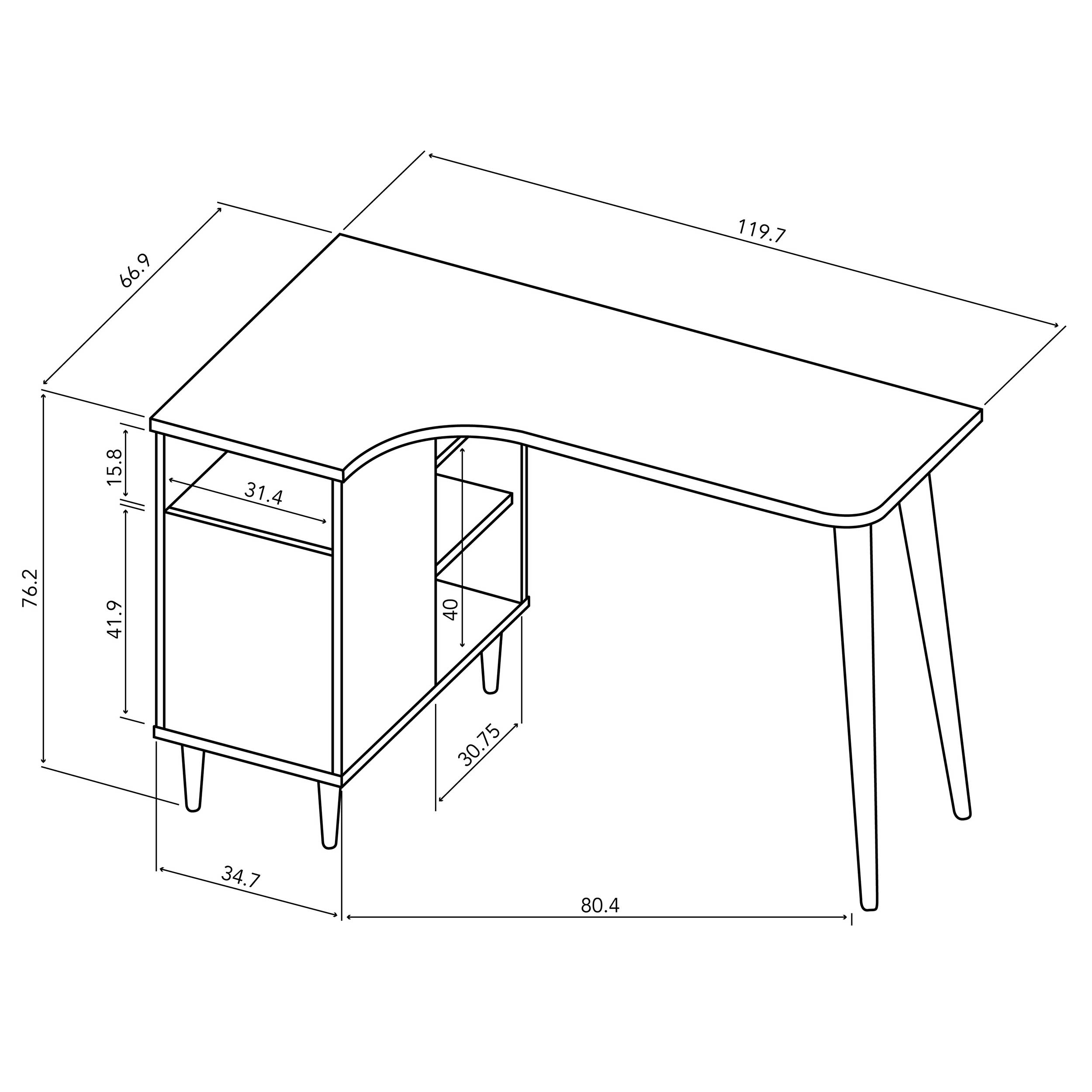 Bureau Nosk 120cm avec 1 porte - noir/chêne - Image 4