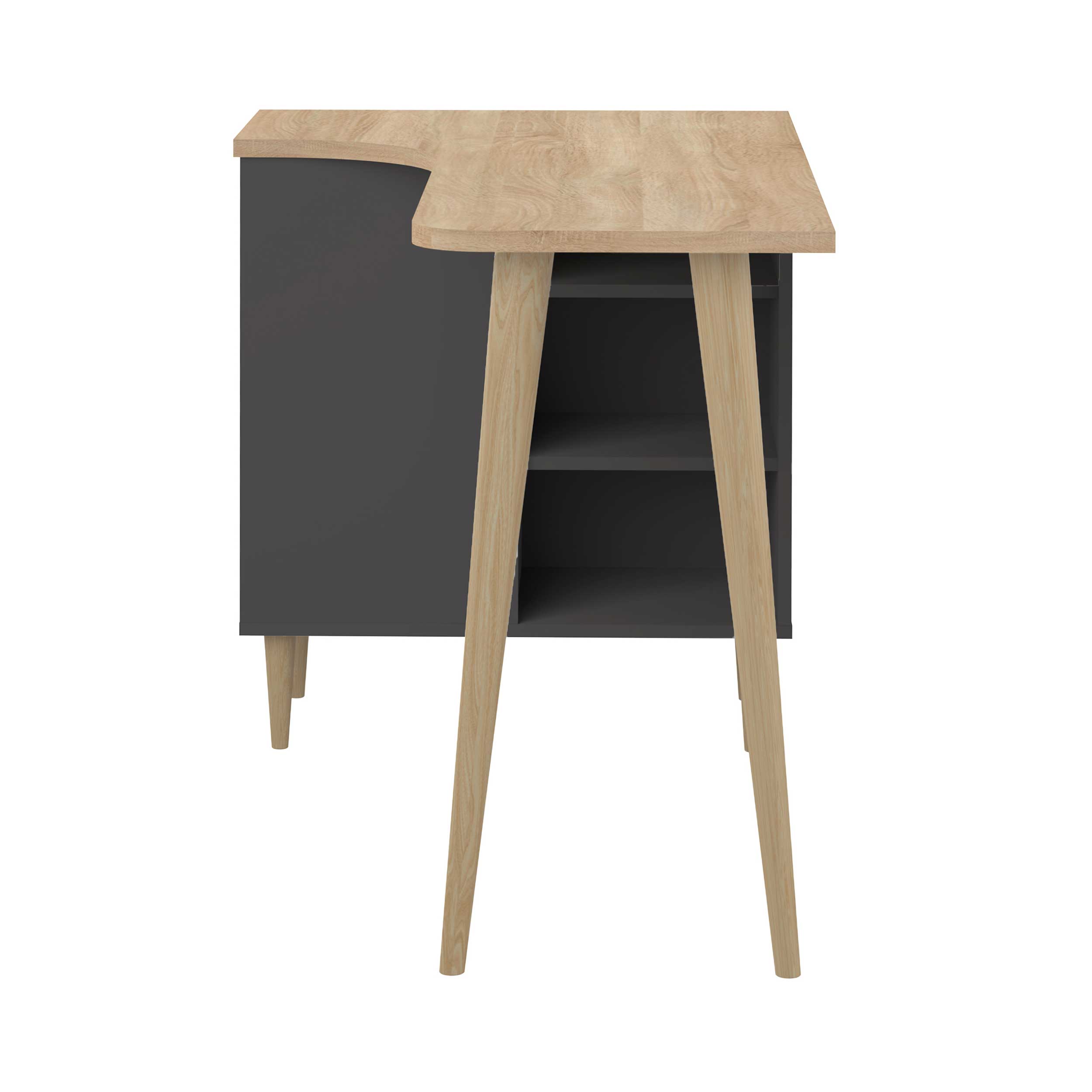 Bureau Nosk 120cm avec 1 porte - noir/chêne - Image 7