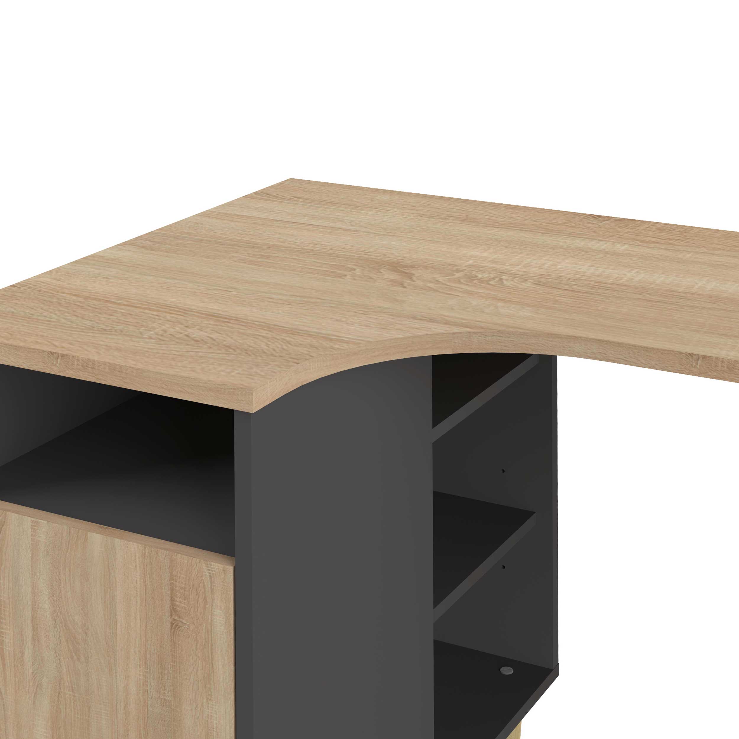 Bureau Nosk 120cm avec 1 porte - noir/chêne - Image 10