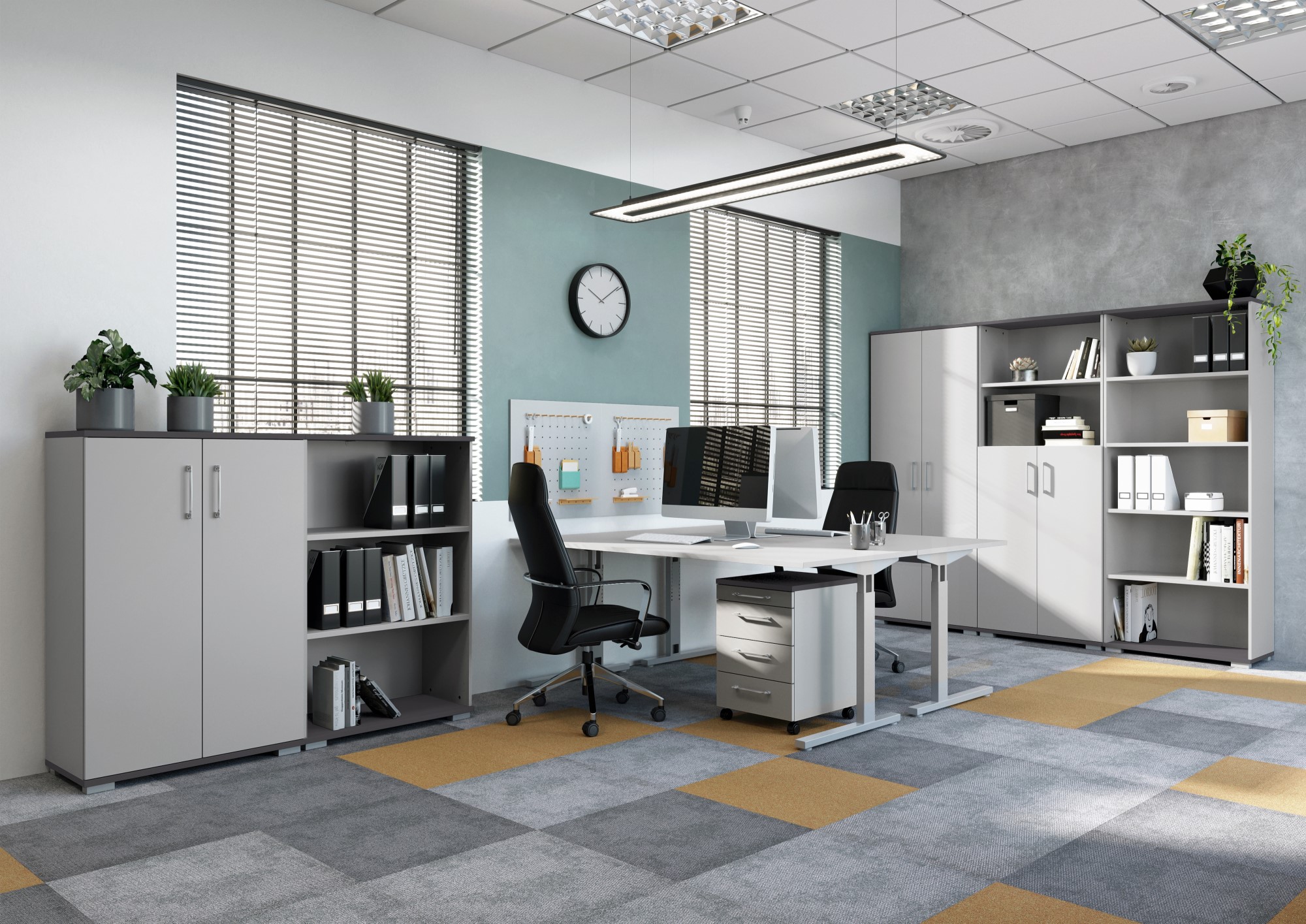 Bureau Presley 180cm réglable en hauteur - gris clair/argent - Image 3