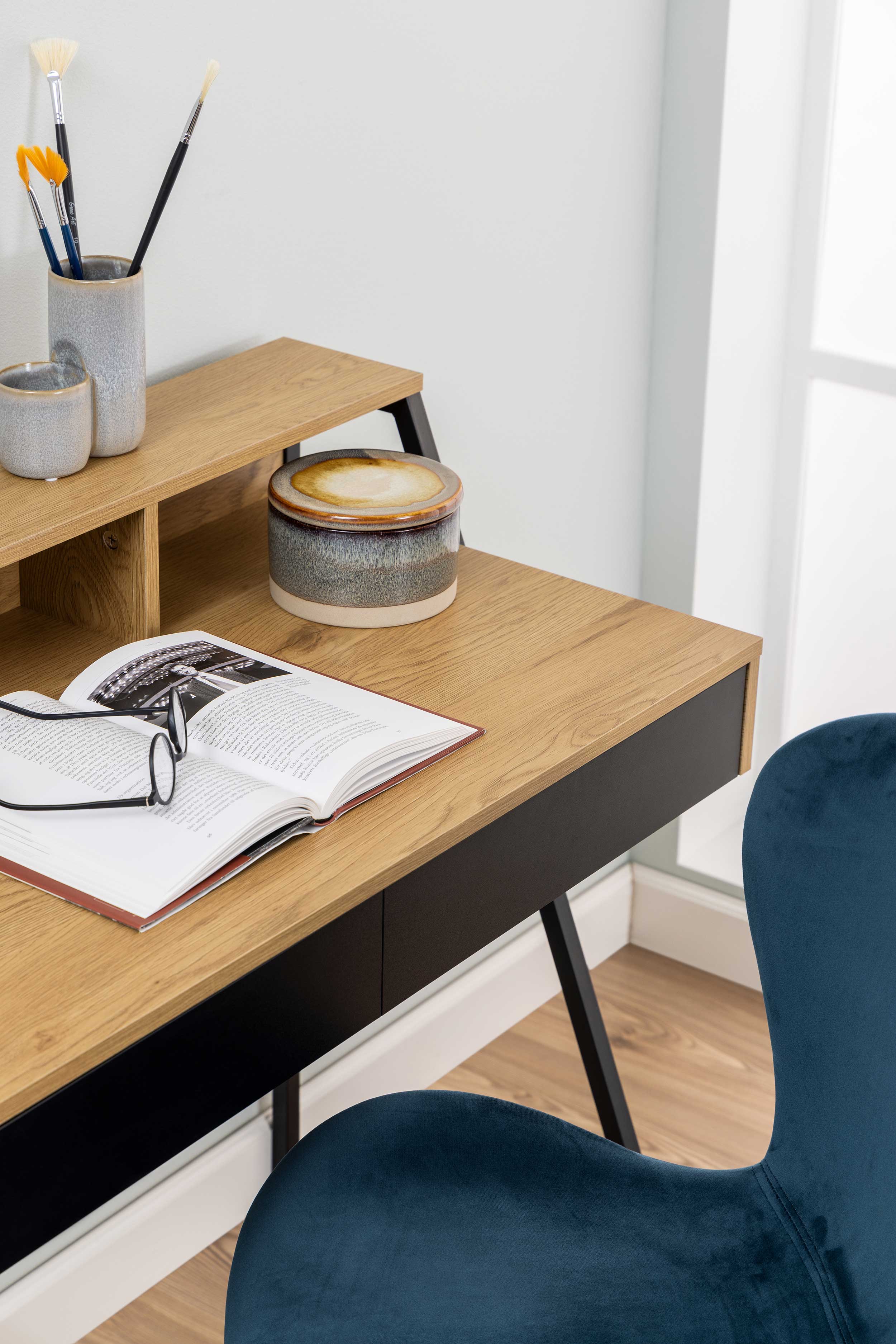 Bureau Reece 100cm - noir/chêne - Image 10