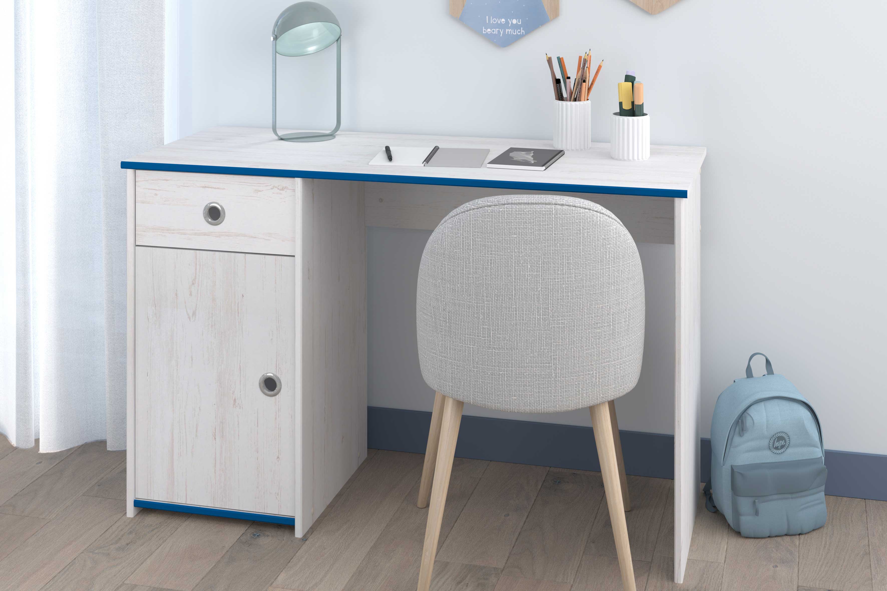 Bureau Smiley 121cm - blanc/rose ou bleu - Image 4