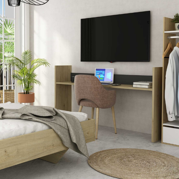 Bureau sur roulettes Portia 175x40x97 - chêne/anthracite - Image 3