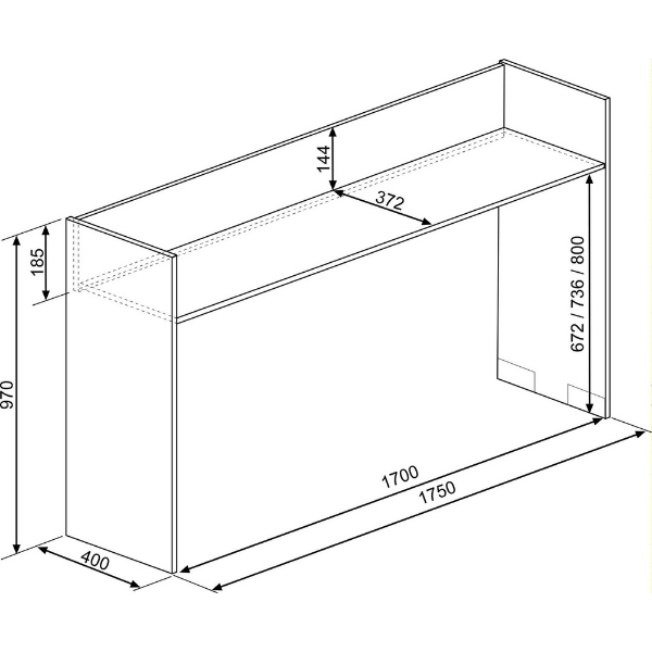Bureau sur roulettes Portia 175x40x97 - chêne/anthracite - Image 4
