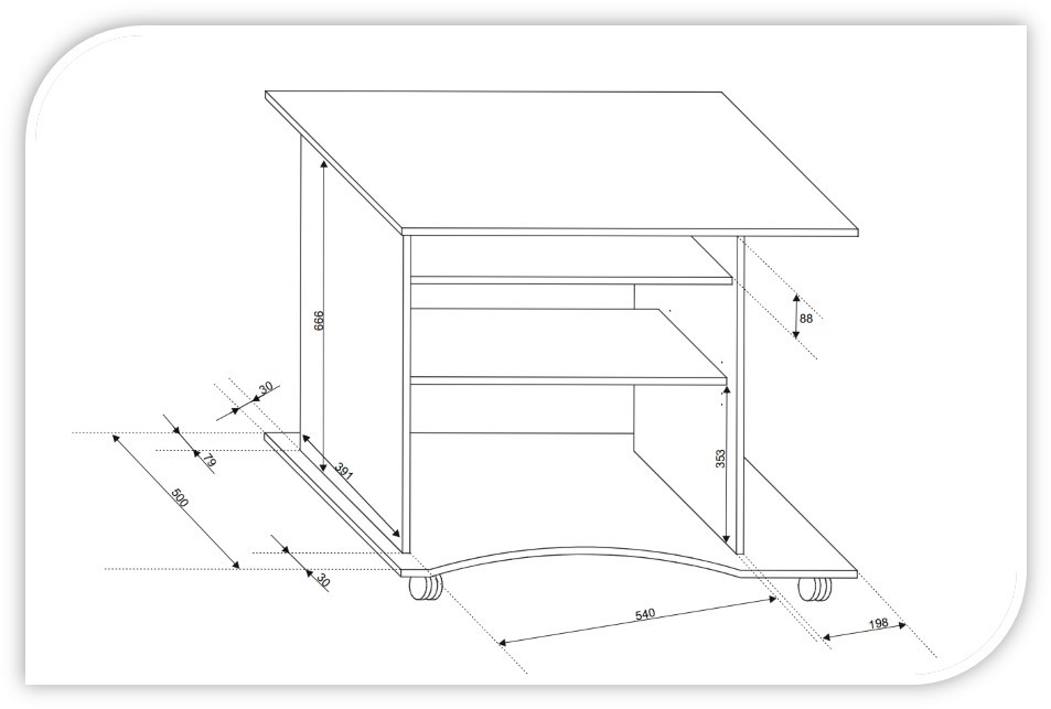 Bureau sur roulettes pour ordinateur Janus 80cm - chêne artisan - Image 2