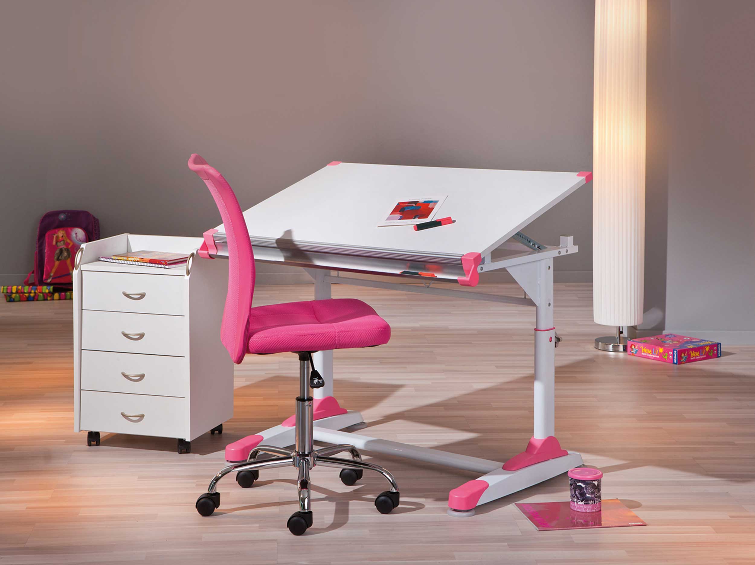 Bureau Tamara avec plateau inclinable - vert/rose - Image 2