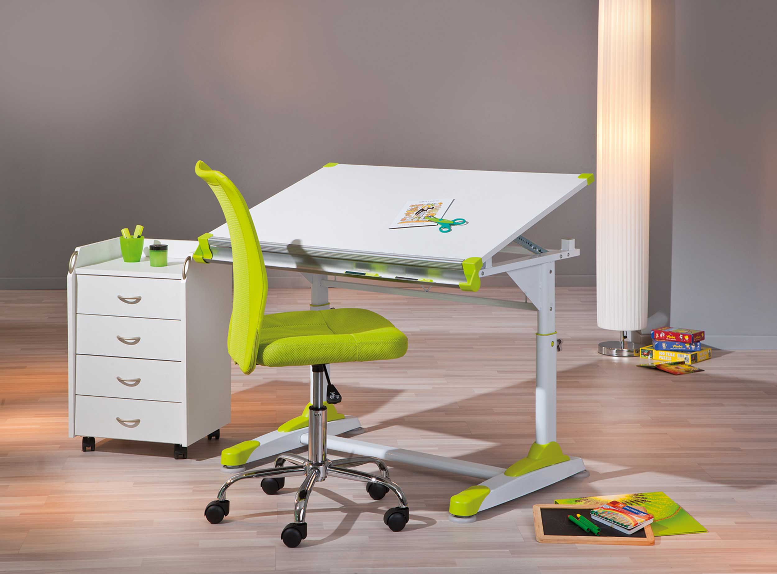 Bureau Tamara avec plateau inclinable - vert/rose - Image 3