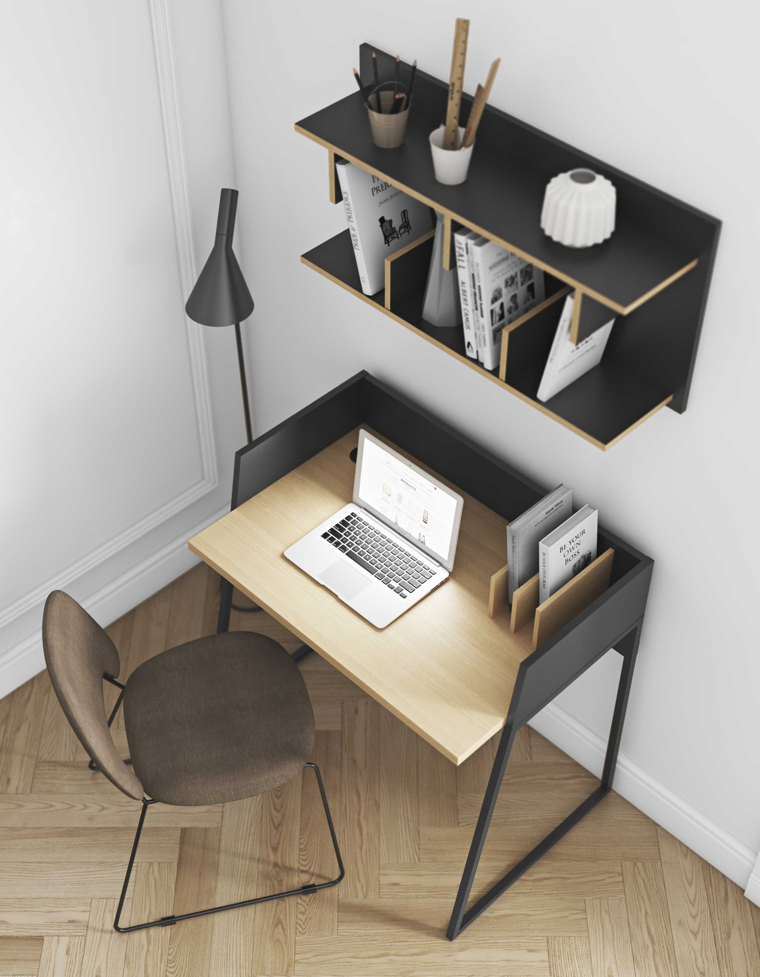 Bureau Volta 90cm - noir/chêne - Image 12