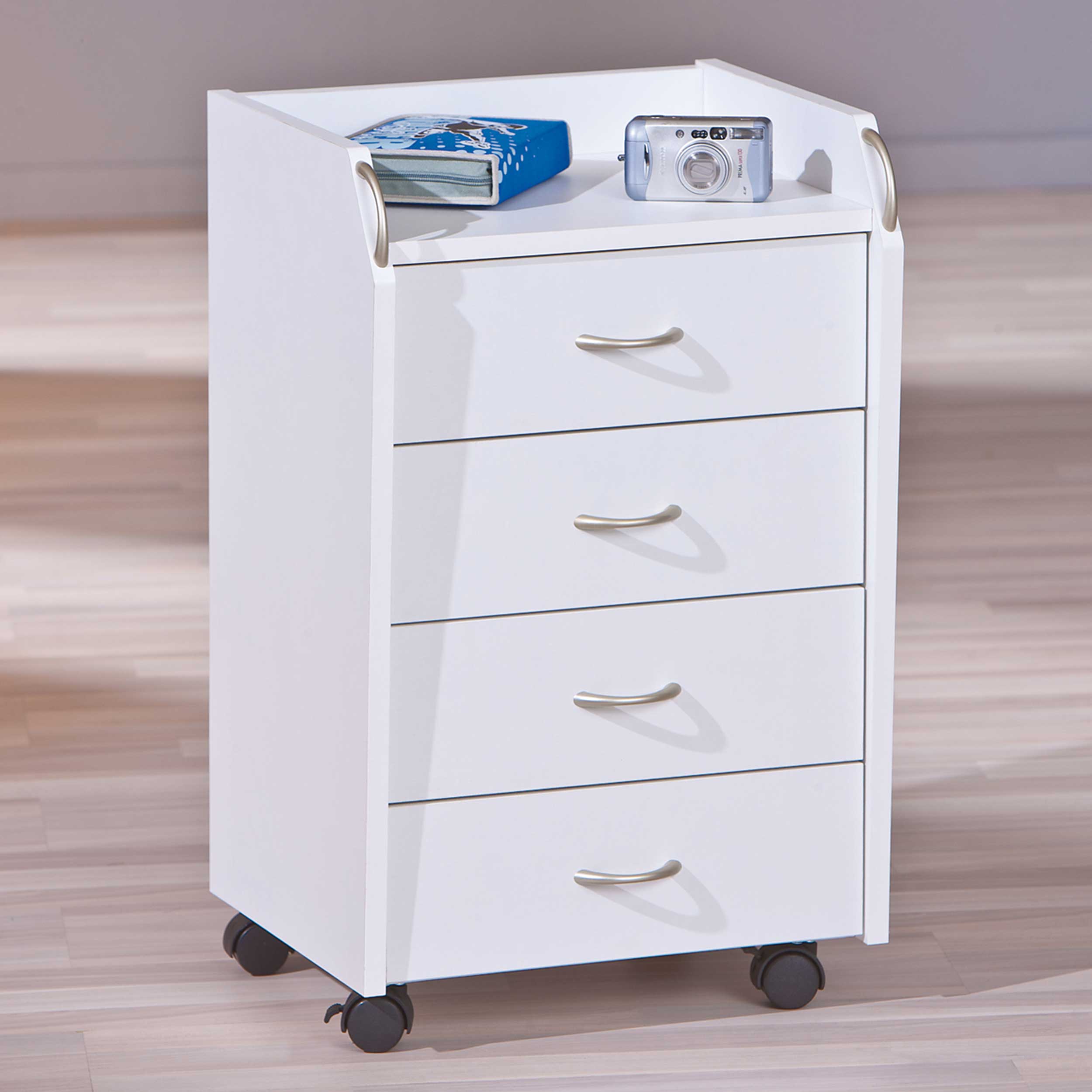 Caisson à roulettes Podence à 4 tiroirs - blanc