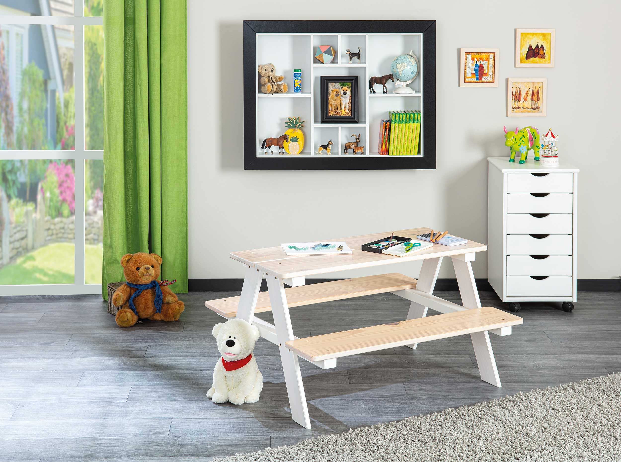 Caisson à tiroirs Lena bois avec roulettes - blanc - Image 7