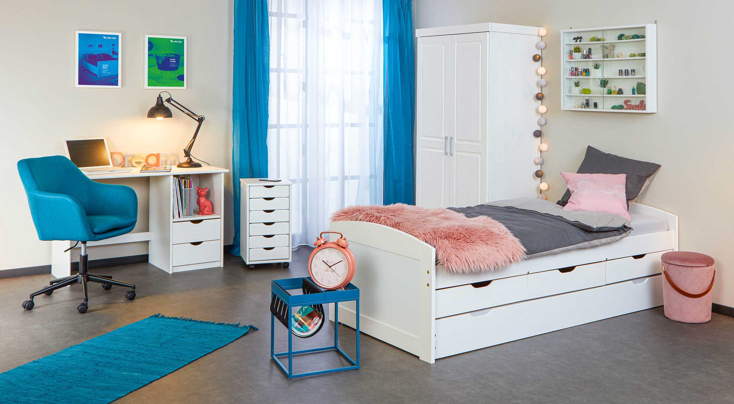 Caisson à tiroirs Lena bois avec roulettes - blanc - Image 8