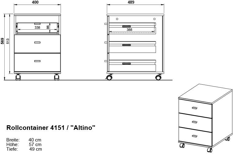 Caisson à tiroirs Lloris 3 tiroirs - blanc/chêne - Image 2