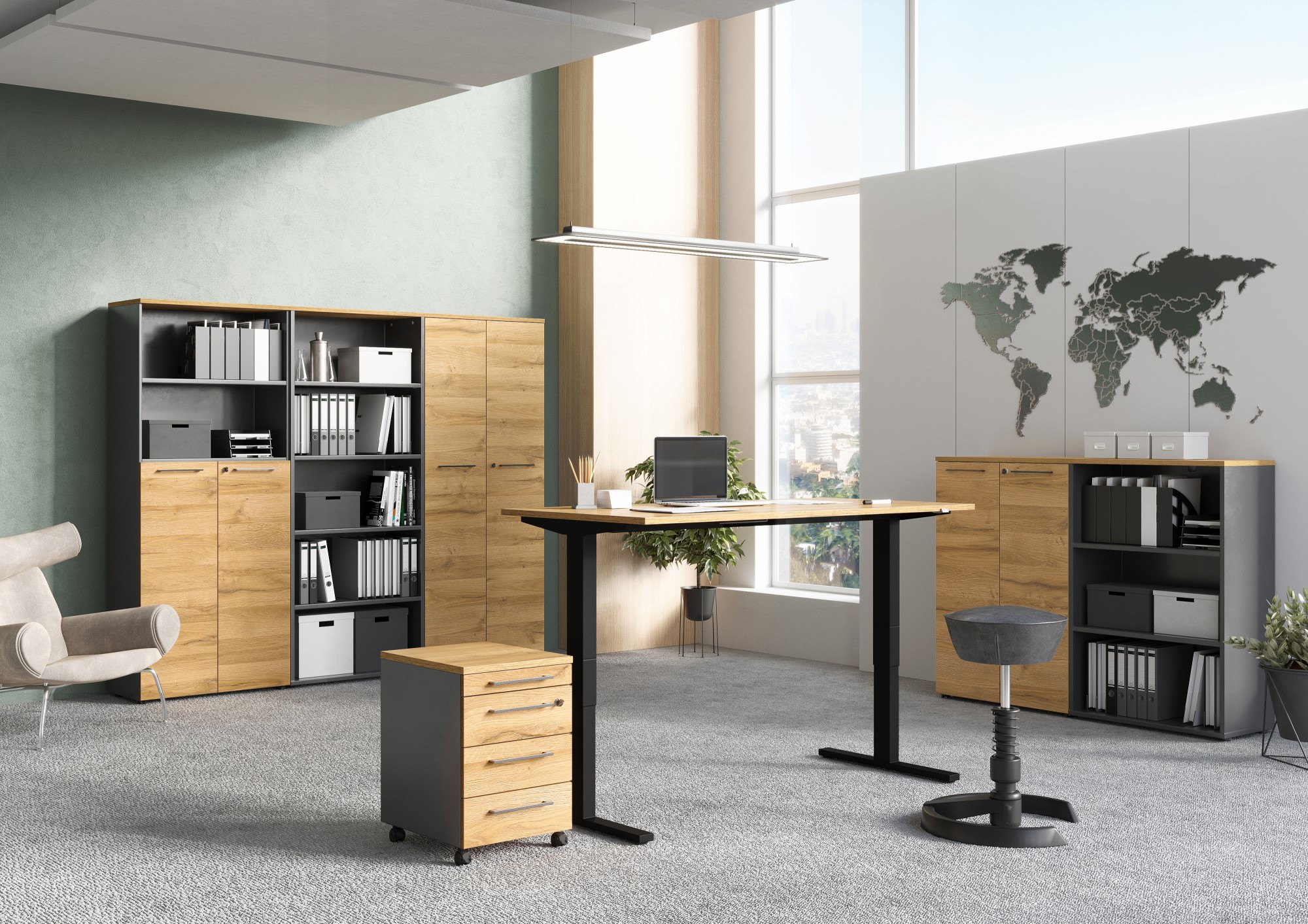 Caisson à tiroirs Osmond 4 tiroirs - chêne/graphite - Image 5