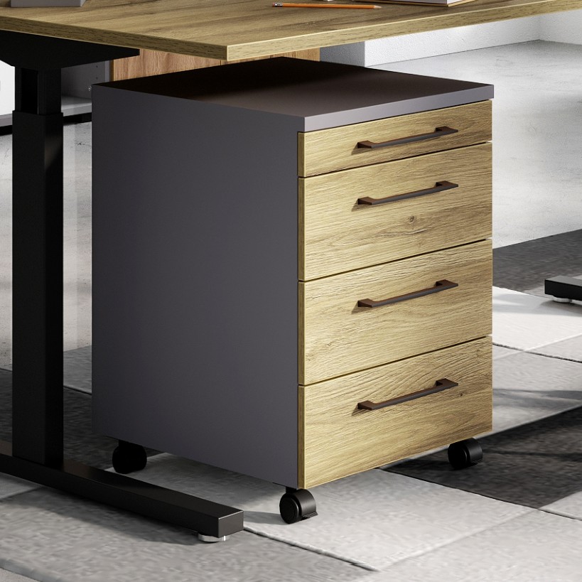 Caisson à tiroirs Presley - chêne/graphite