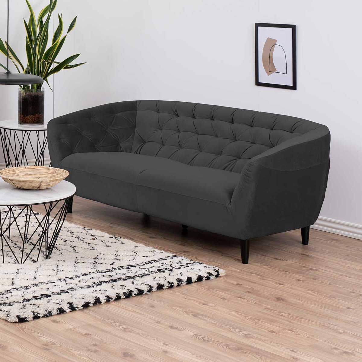 Canapé 3 places Isiah - gris foncé - Image 4