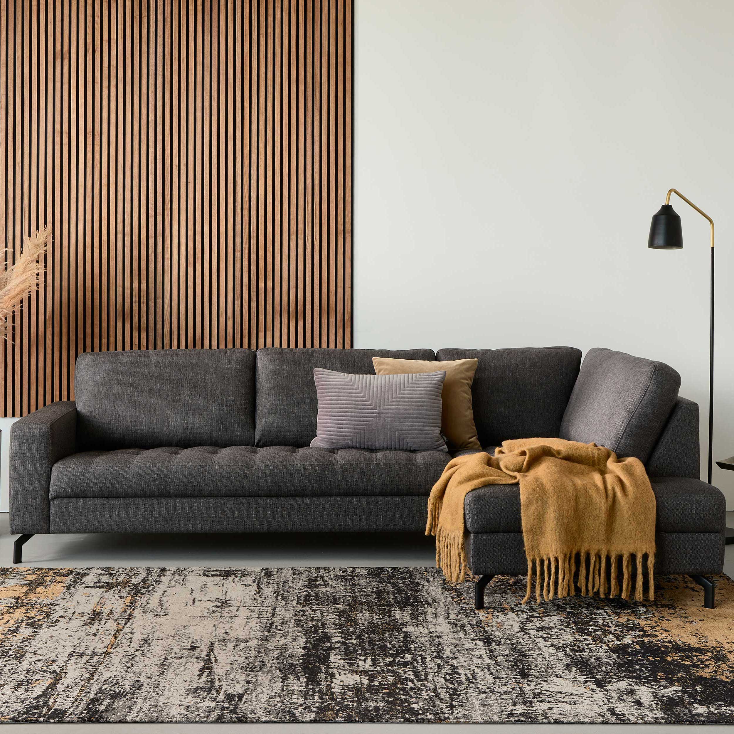 Canapé d'angle Manetto droit - anthracite - Image 1