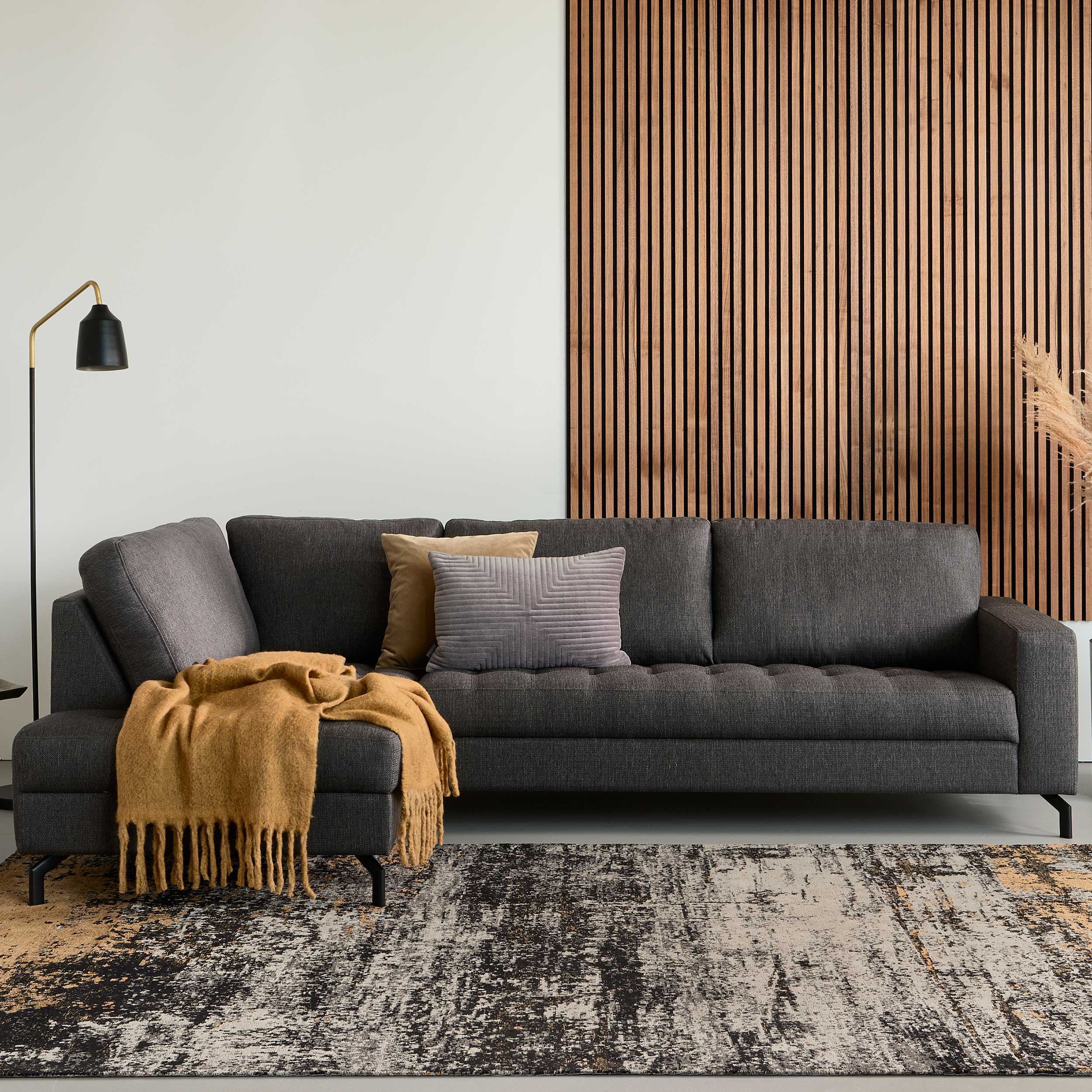 Canapé d'angle Manetto gauche - anthracite - Image 1