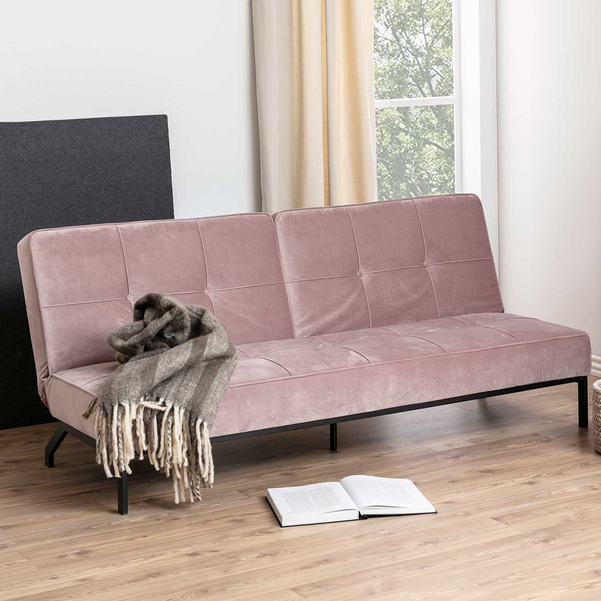 Canapé-lit Giovanni - vieux rose/noir - Image 1