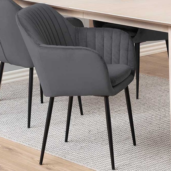 Chaise avec accoudoirs Hermeline - gris foncé/noir - Image 1