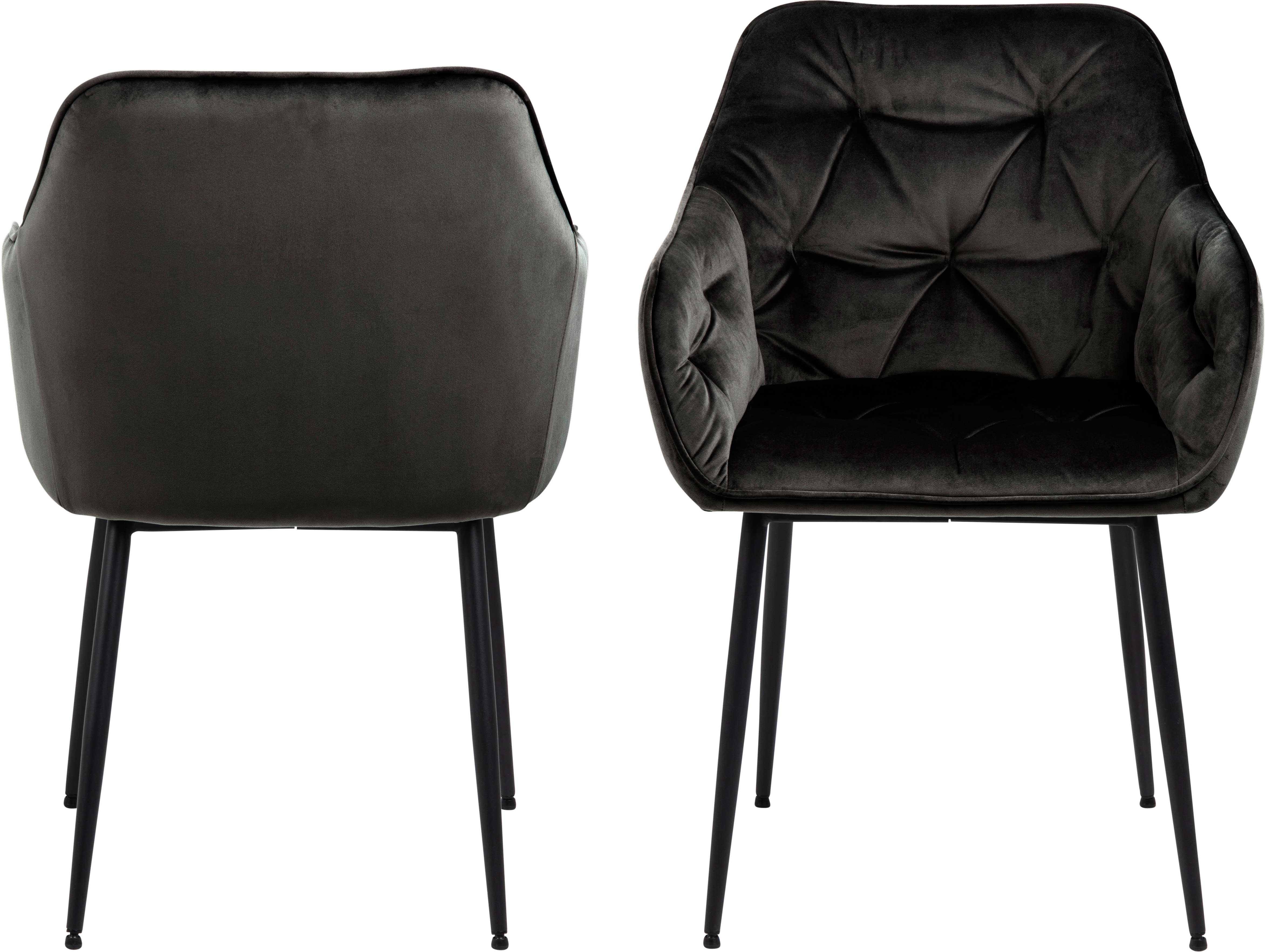 Chaise avec accoudoirs Lynn - gris brun/noir - Image 2