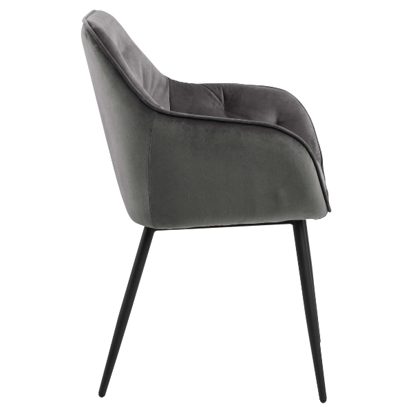 Chaise avec accoudoirs Lynn - gris foncé/noir - Image 6