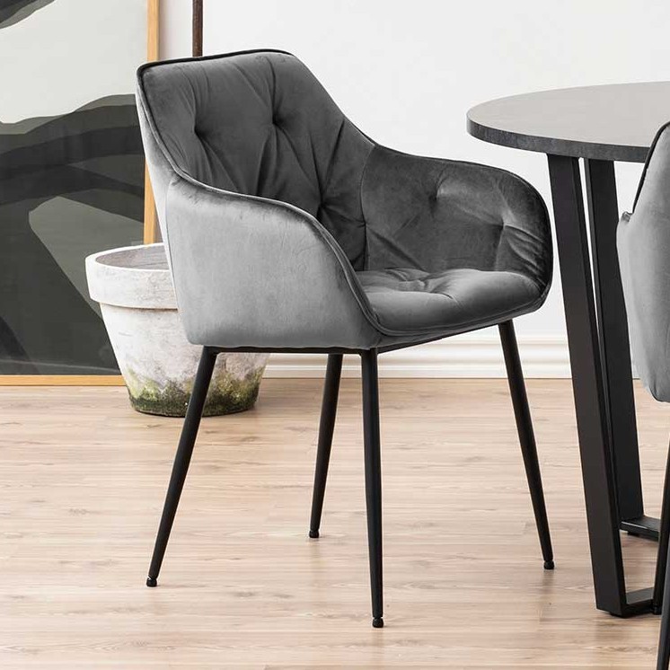 Chaise avec accoudoirs Lynn - gris foncé/noir