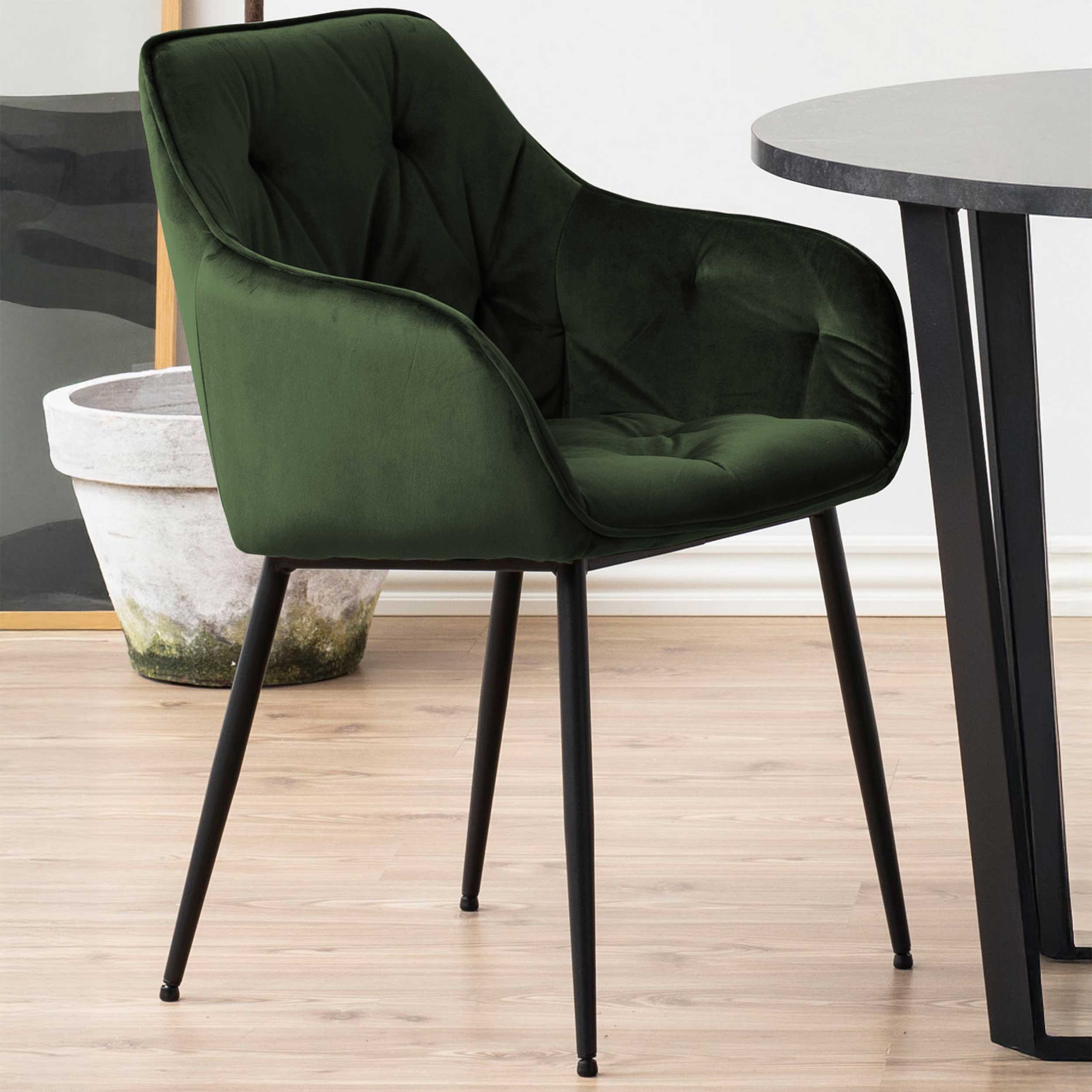 Chaise avec accoudoirs Lynn - vert forêt/noir - Image 1