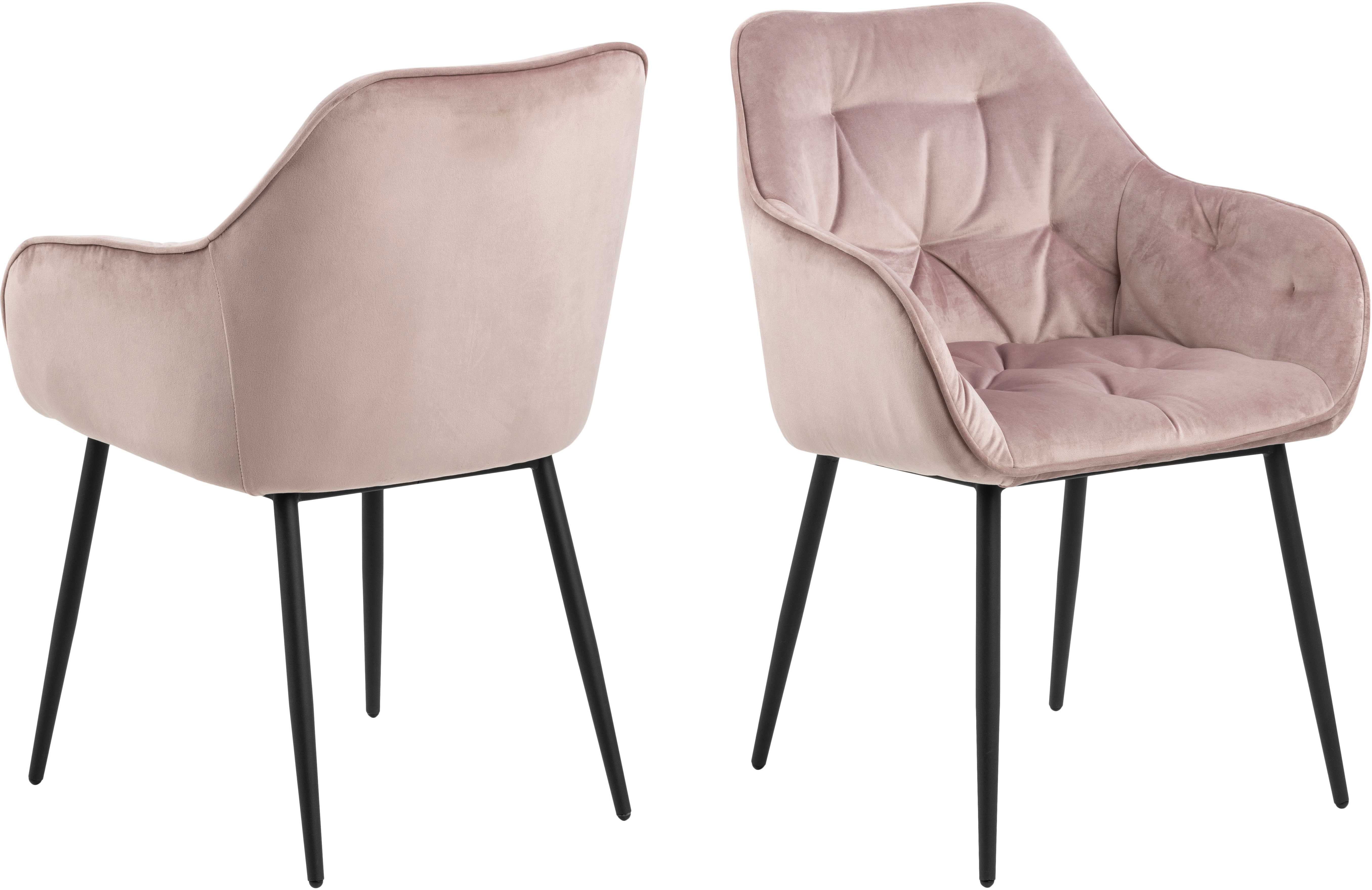 Chaise avec accoudoirs Lynn - vieux rose/noir - Image 3