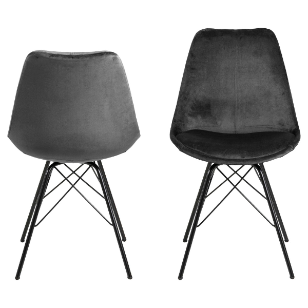 Chaise coquille Irma en velours - gris foncé/noir - Image 5