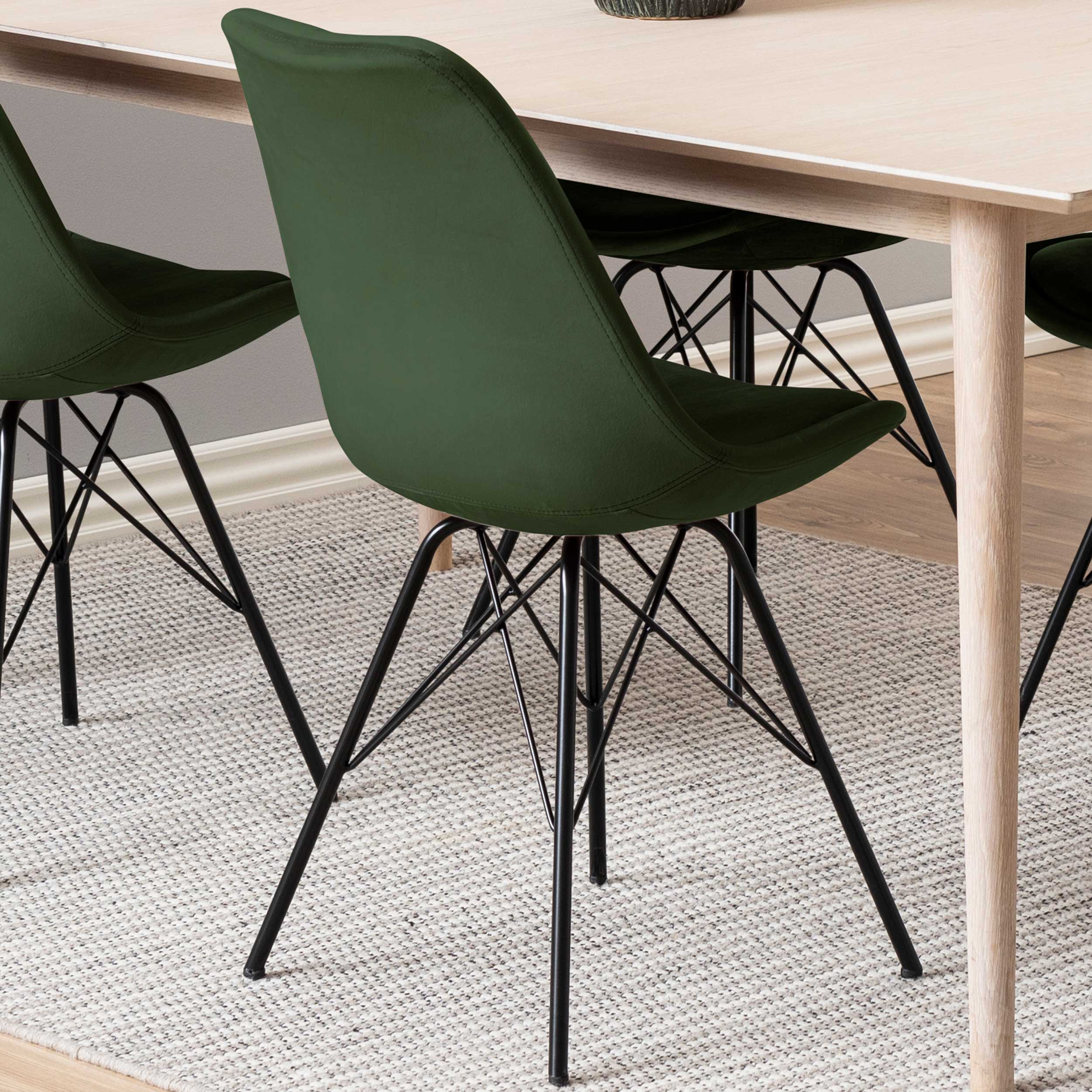 Chaise coquille Irma en velours - vert forêt/noir