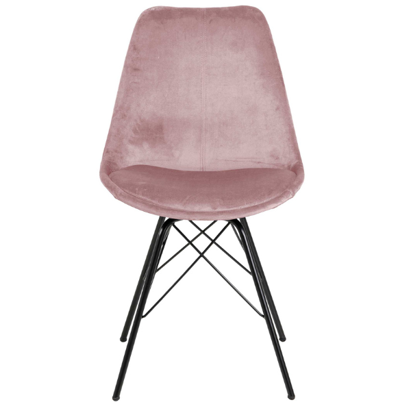 Chaise coquille Irma en velours - vieux rose/noir - Image 4