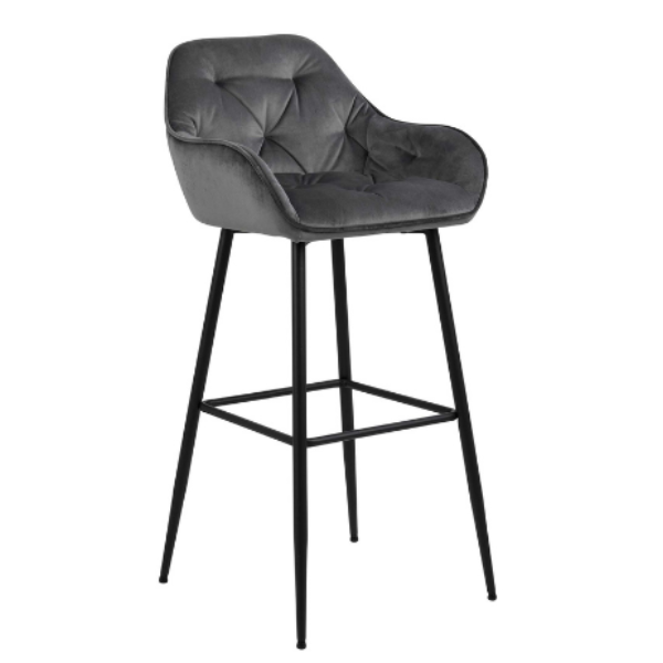 Chaise de bar Bridget - gris/noir