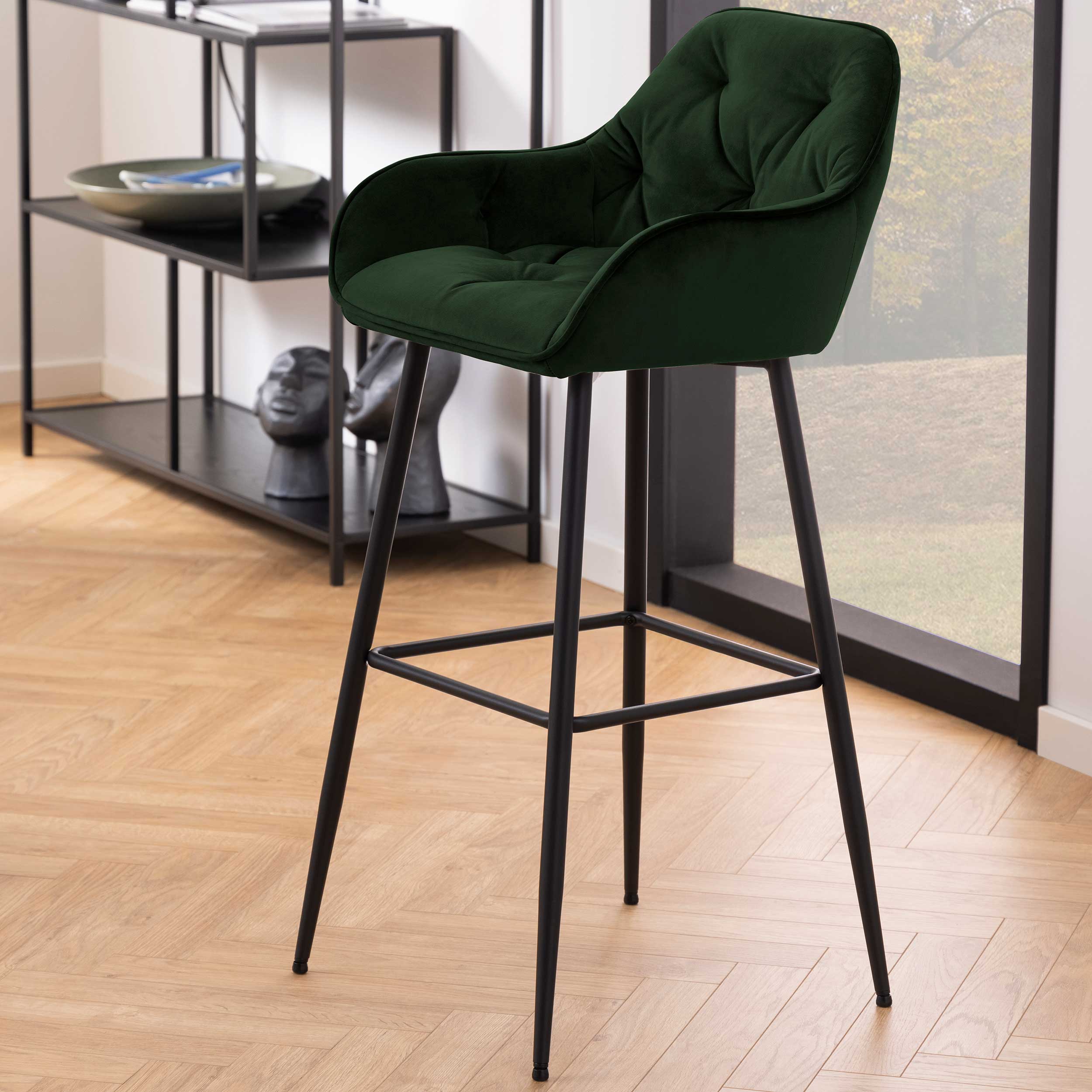 Chaise de bar Bridget - vert/noir - Image 1