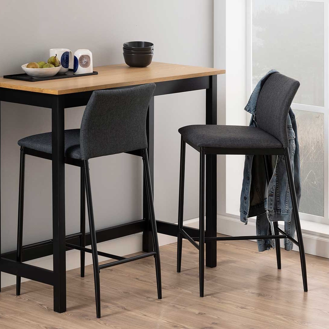 Chaise de bar Darren - gris/noir - Image 1