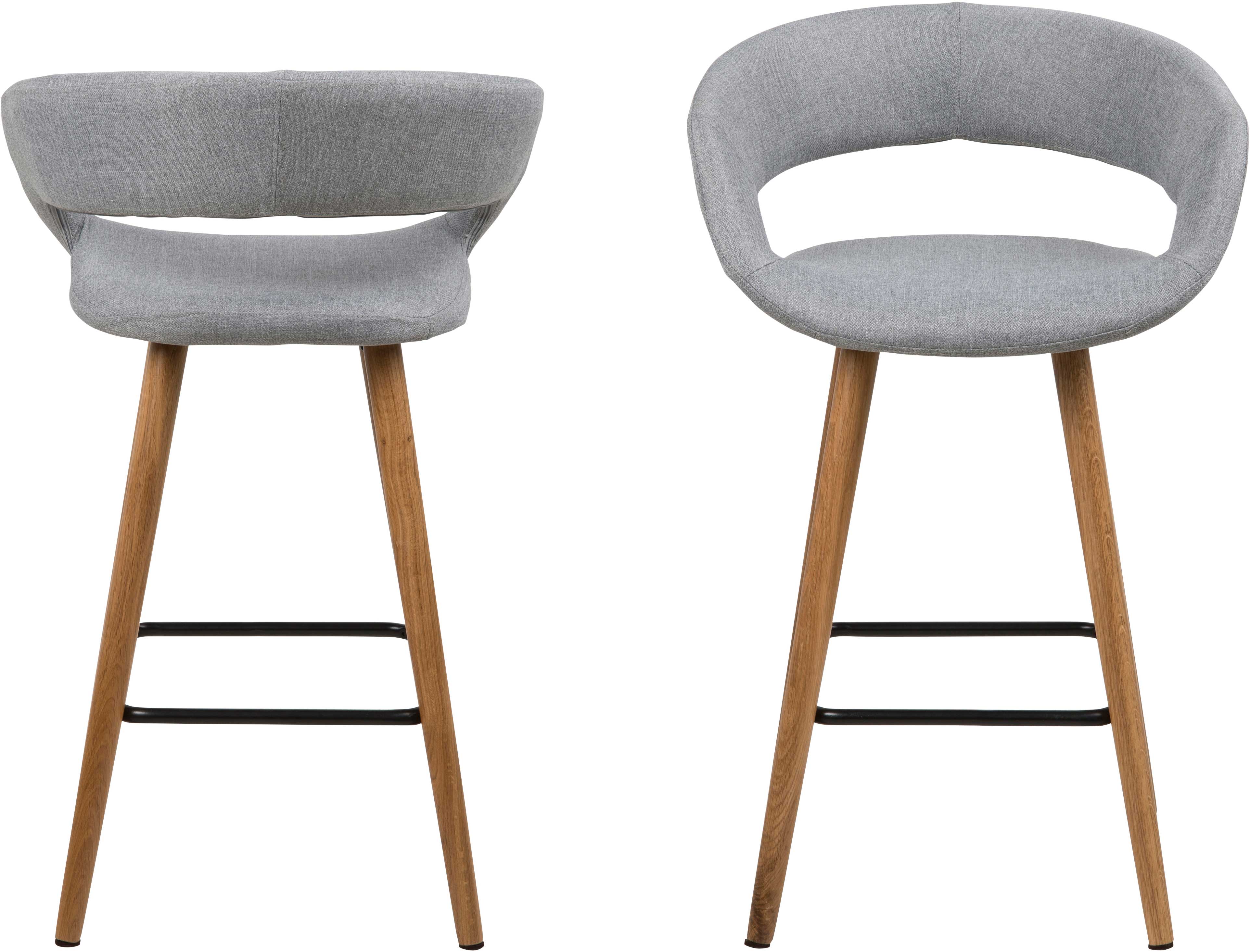 Chaise de bar Dusty - gris clair/chêne massif - Image 2