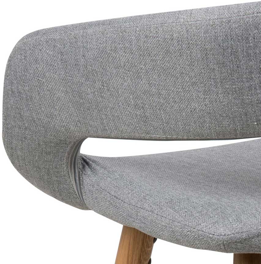 Chaise de bar Dusty - gris clair/chêne massif - Image 6