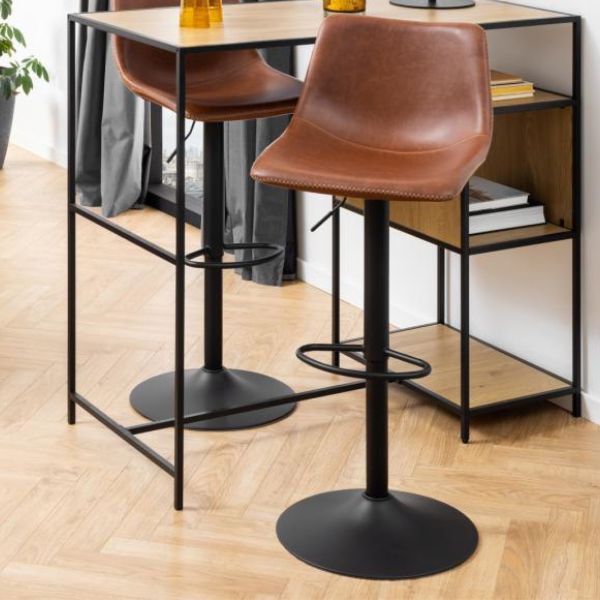 Chaise de bar Origi - réglable - similicuir cognac