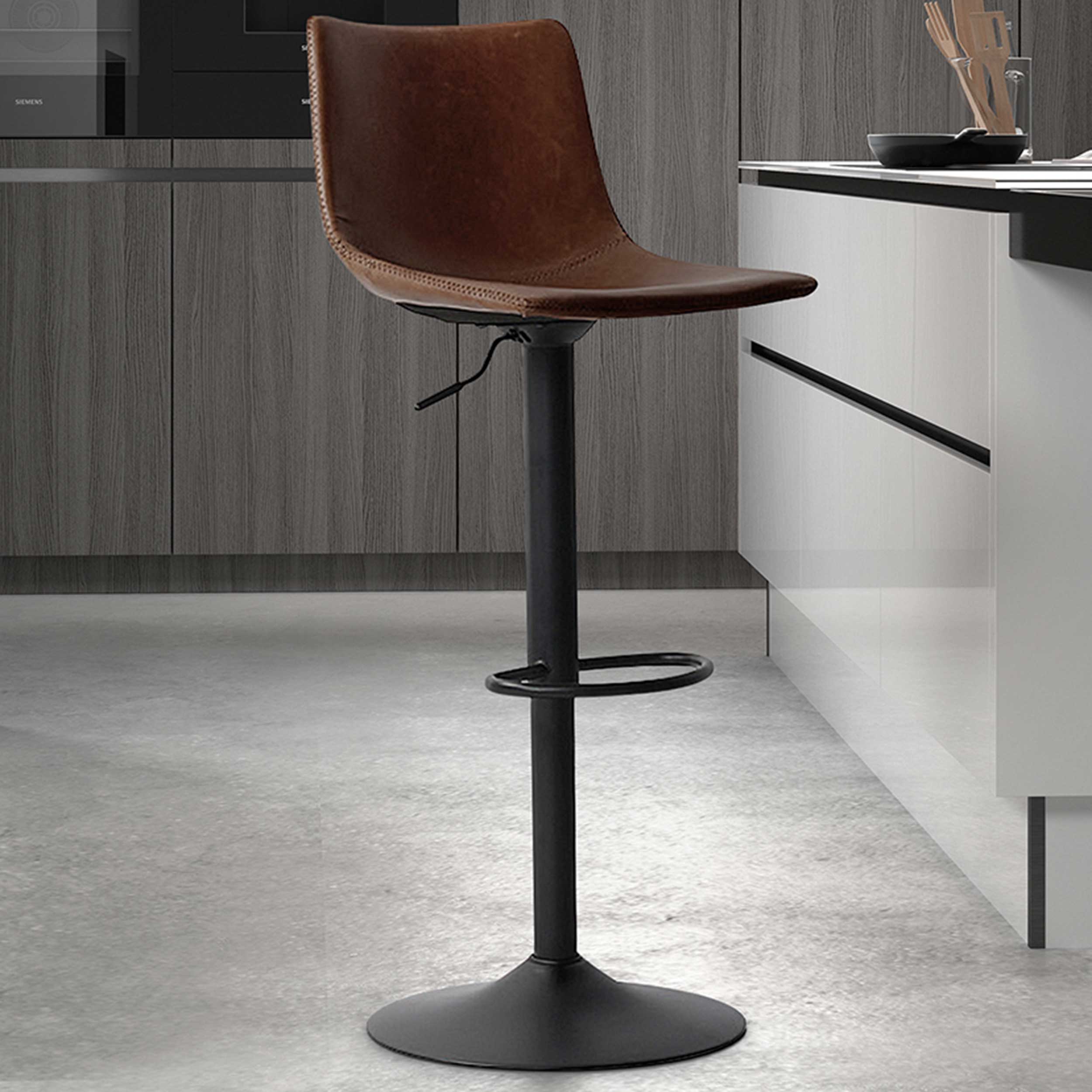 Chaise de bar réglable Fontana - brun