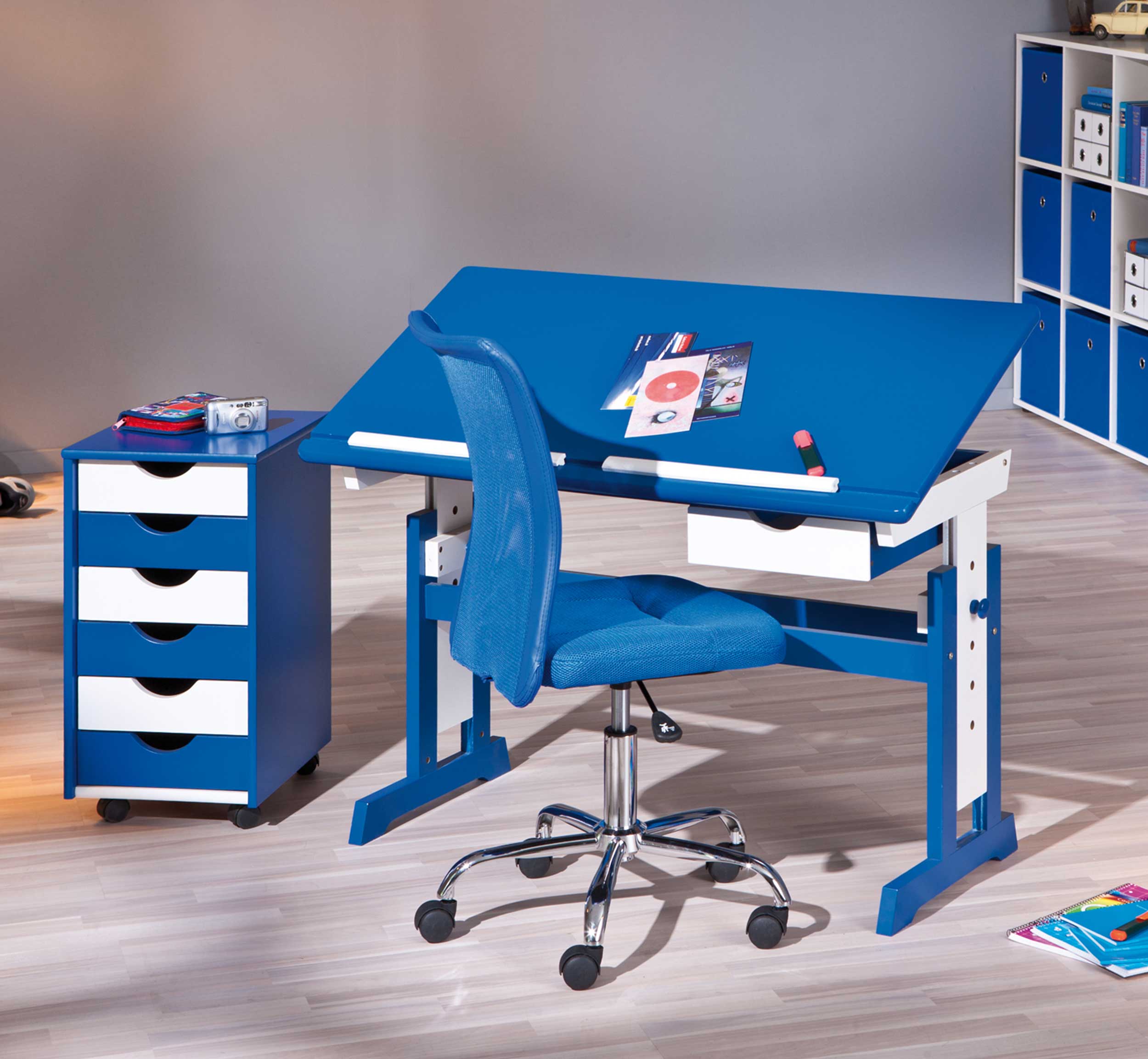 Chaise de bureau Eva sans accoudoir - bleu foncé - Image 9
