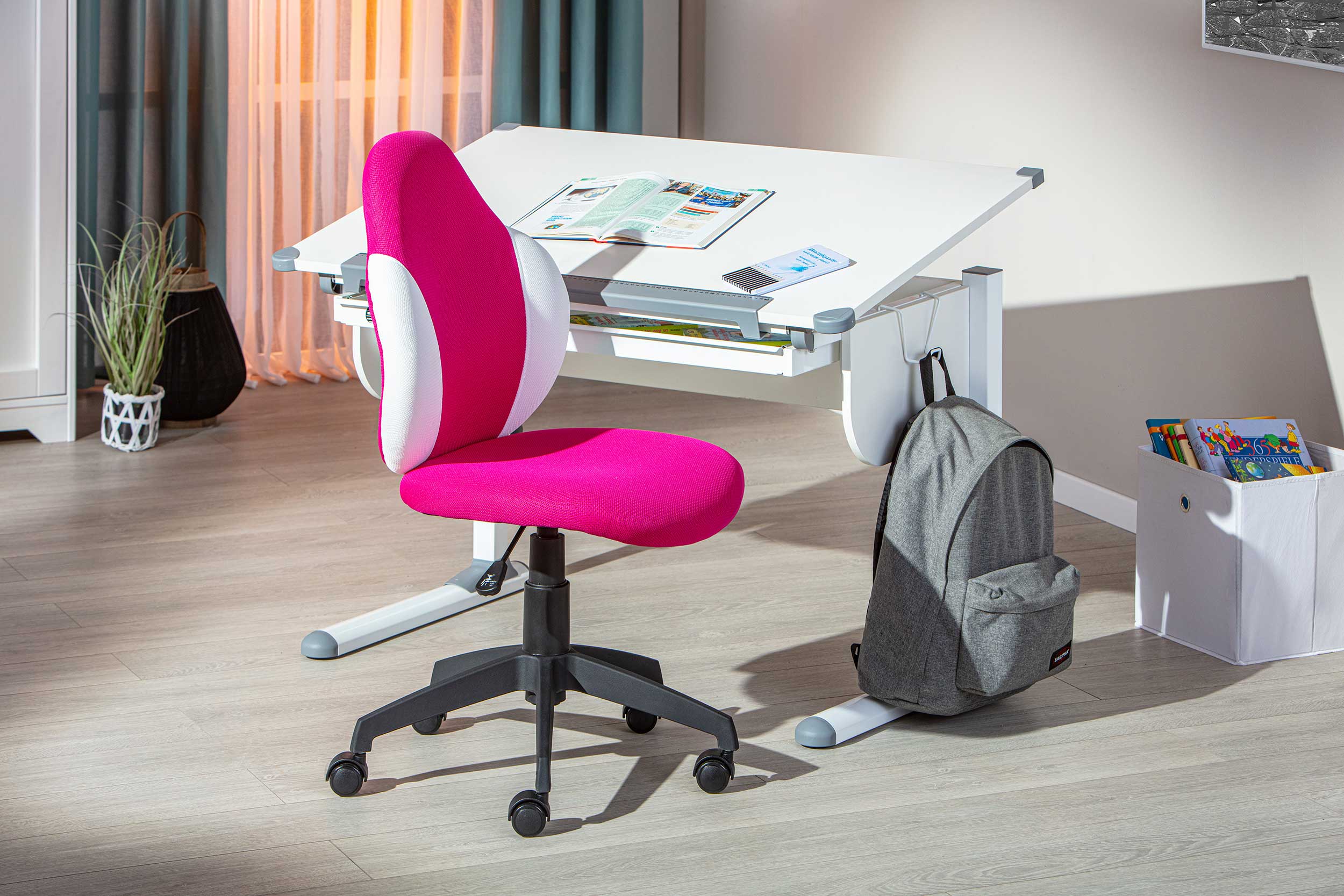 Chaise de bureau Jessie - rose/ blanc - Image 2