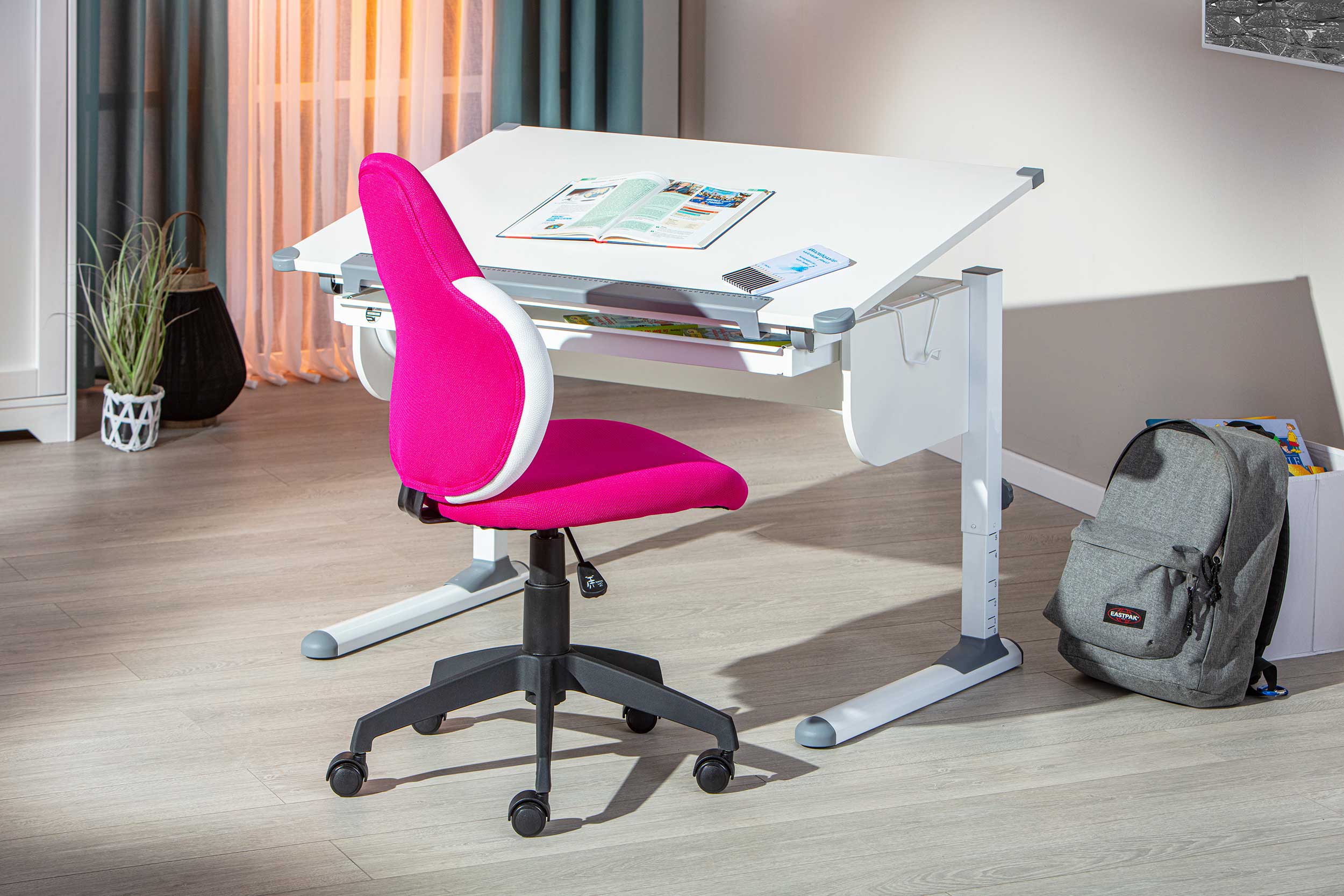 Chaise de bureau Jessie - rose/ blanc - Image 4