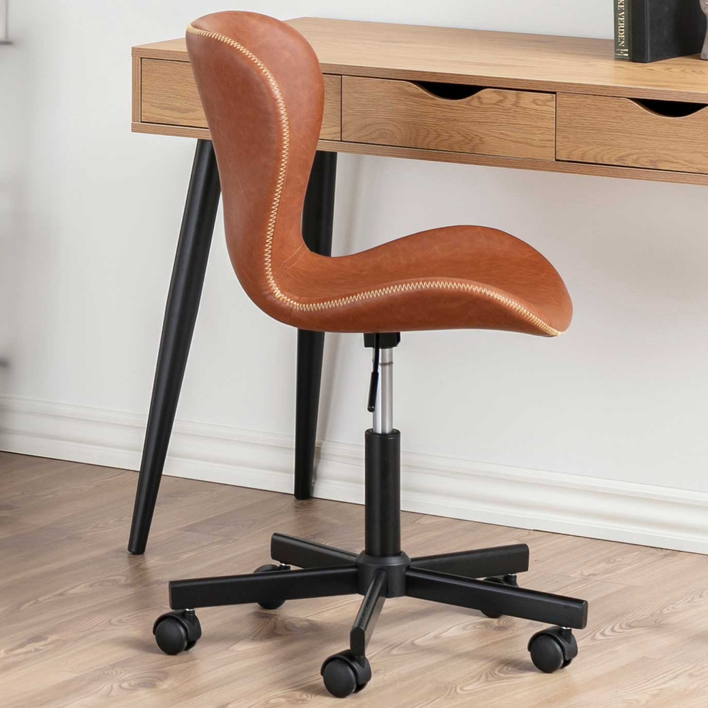 Chaise de bureau Tilda - cognac/noir - Image 1