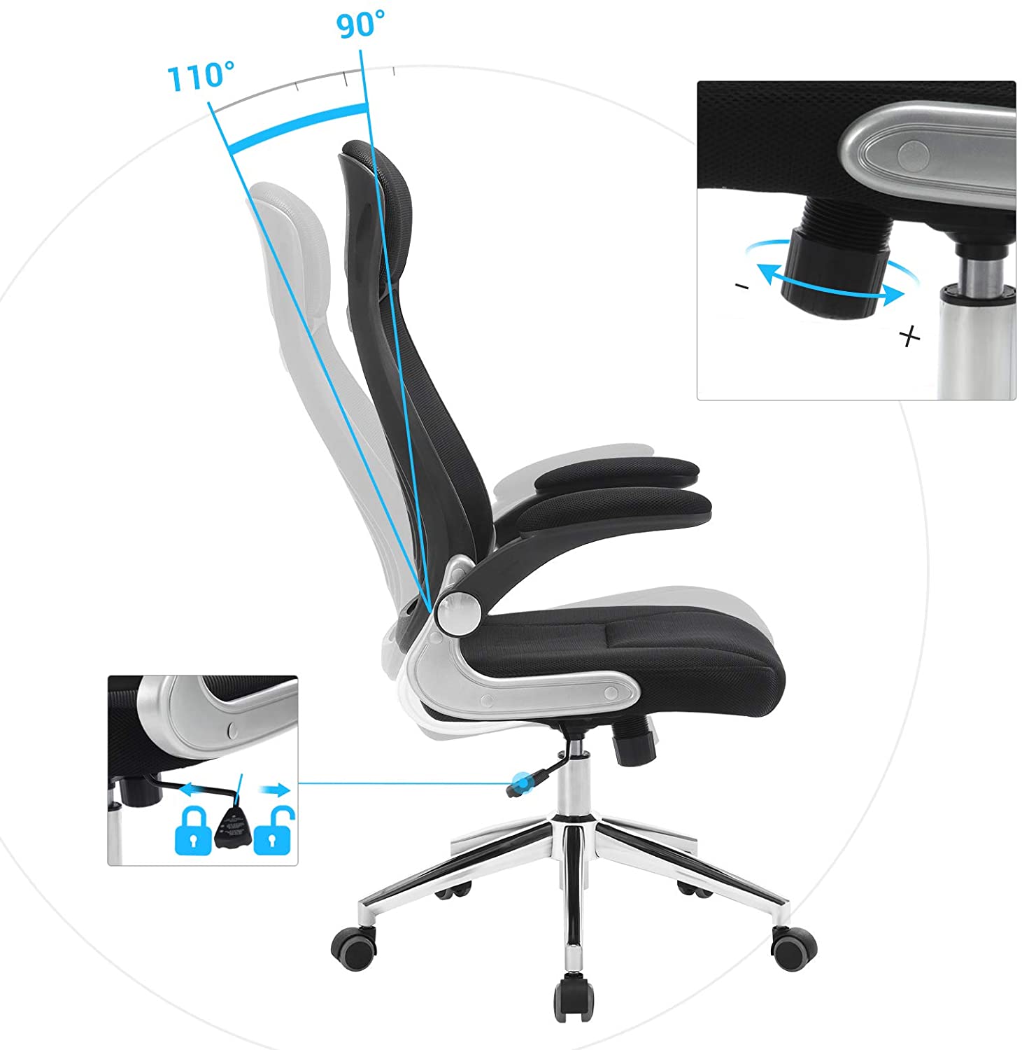 Chaise de bureau Xavi - noir - Image 4