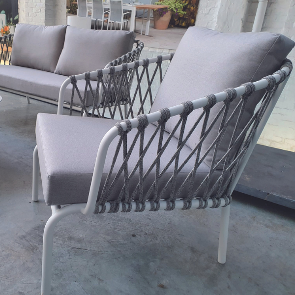 Chaise de jardin Edna aluminium et olefin - blanc/gris - Image 2