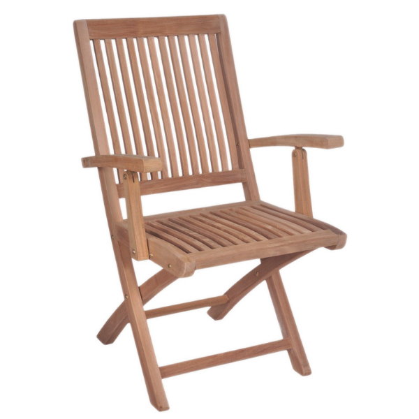 Chaise de jardin pliable Elizabeth avec accoudoir - bois teck