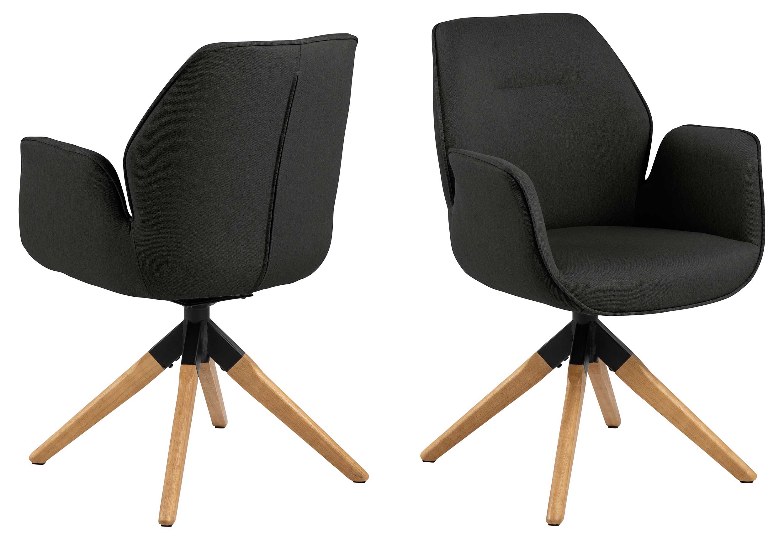 Chaise de salle à manger Aubin - pivotant - gris foncé/brun - Image 9