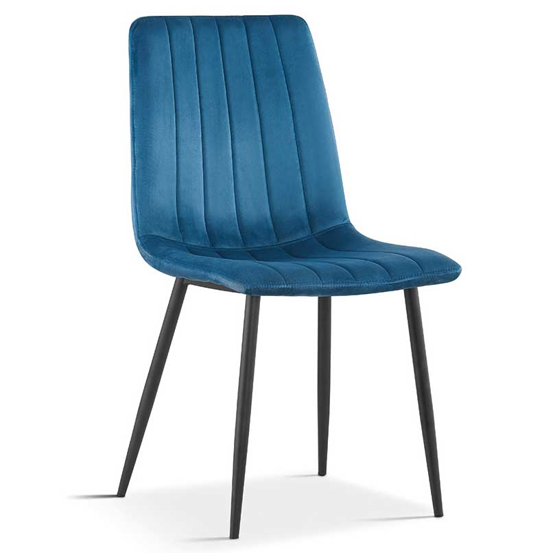 Chaise de salle à manger en velours Willie - bleu/noir - Image 10