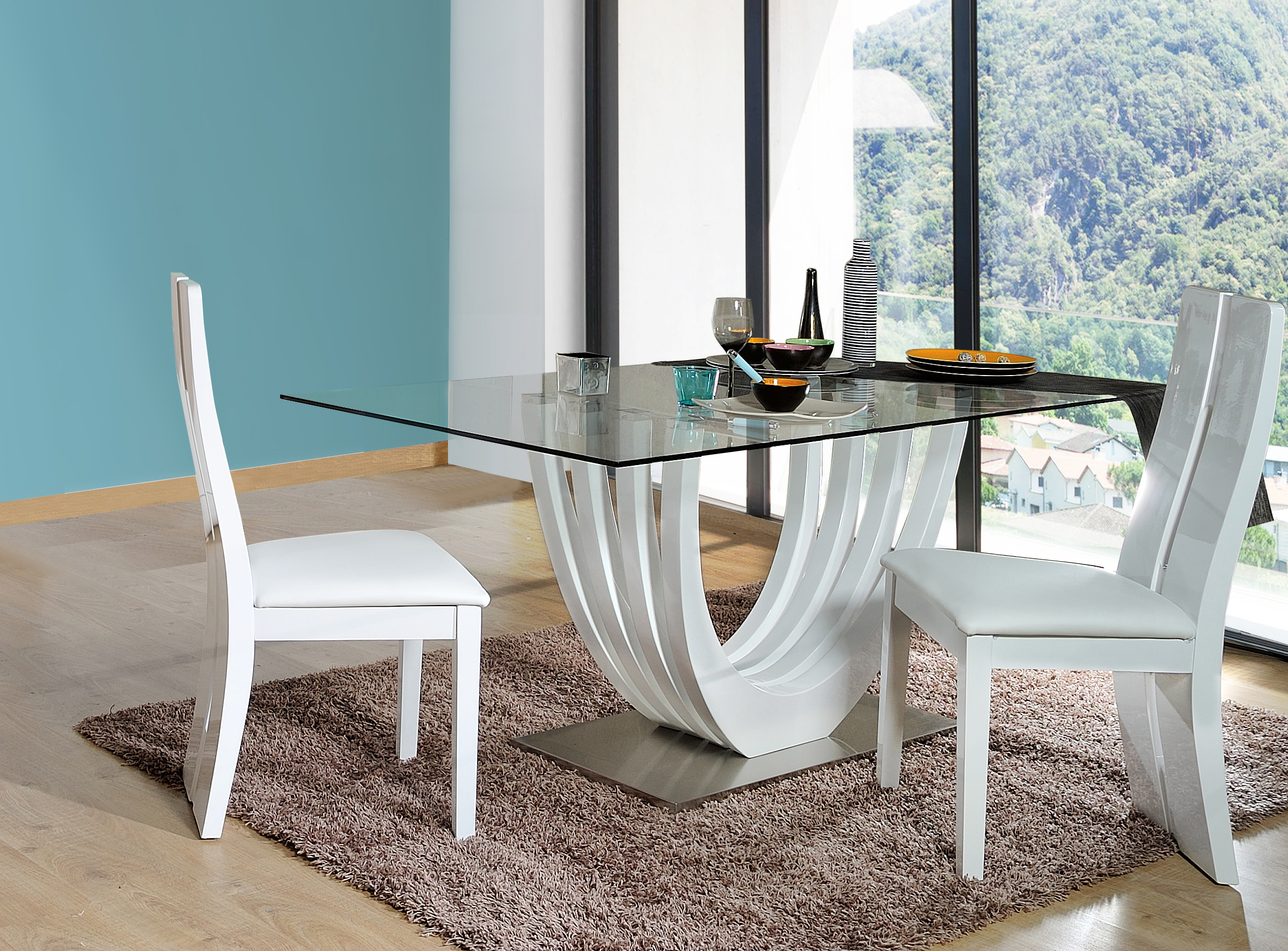 Chaise de salle à manger Ovar - blanc brillant - Image 2